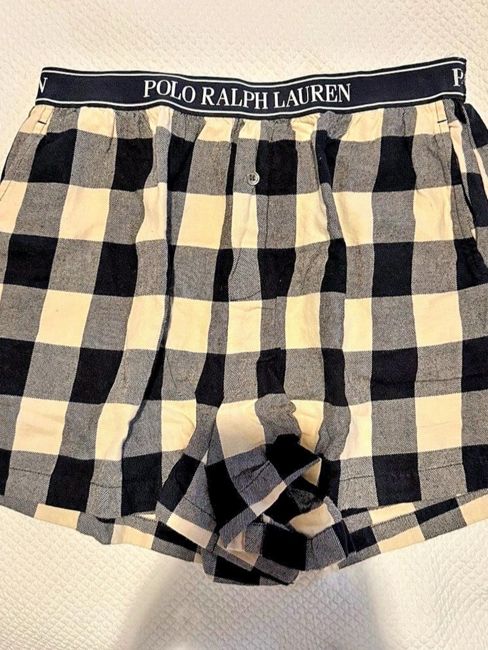 Polo Ralph Lauren women’s Plaid Flannel Boxer Shorts Black & Tan size small